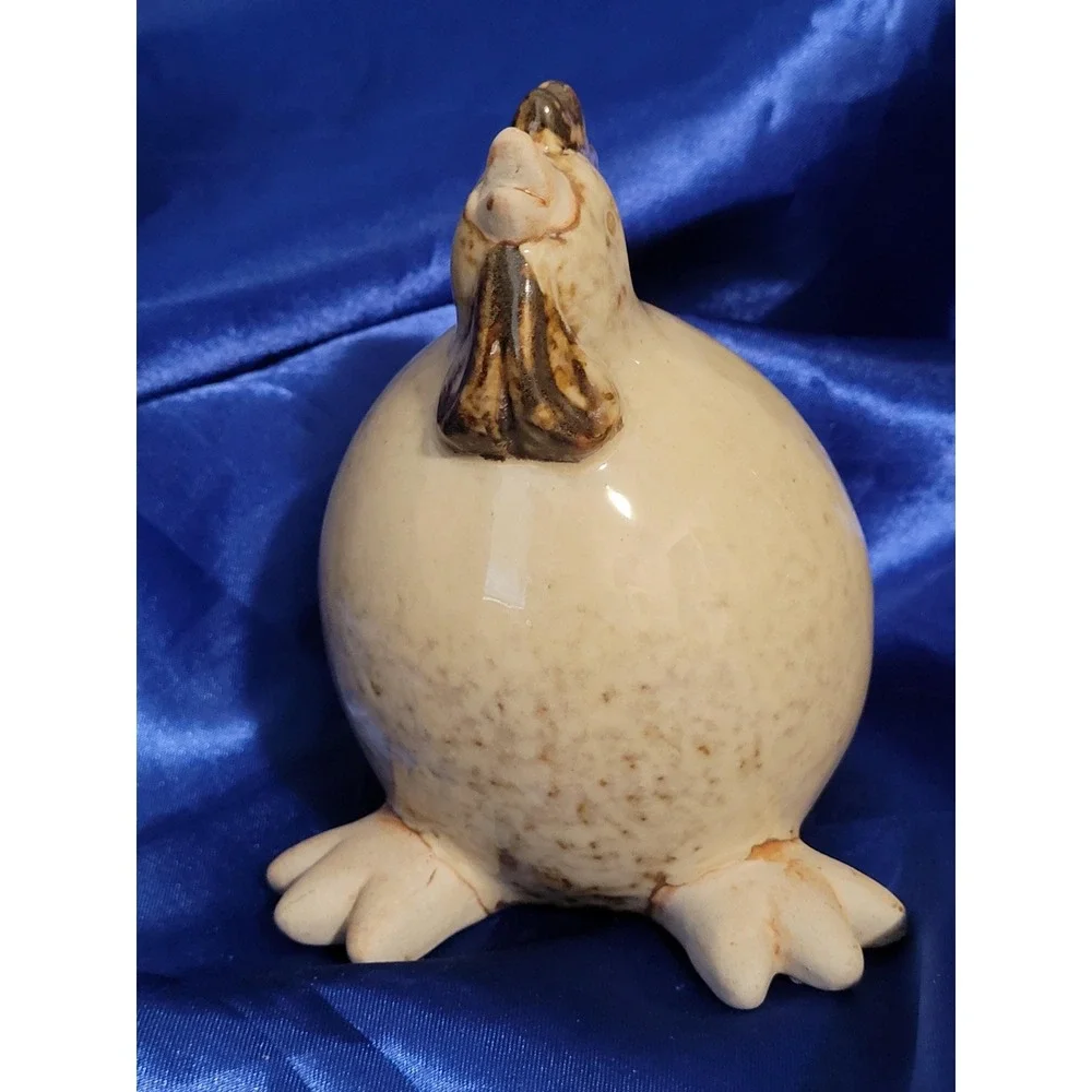 Ceramic Chicken Rooster Figurine with Feet Handmade Pottery